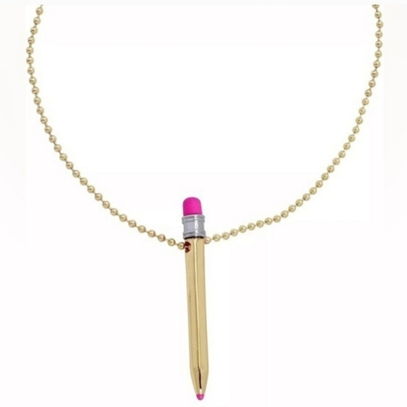 ✨️✏️ BETSEY JOHNSON Gold-Tone Golden Pencil Pendant 32" Necklace  ✨️✏️ - Picture 1 of 6